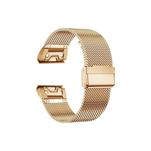 26 22 20mm Mesh Uhrenarmband for Garmin Fenix ​​7x6 Pro 5S Plus 3 HR Milanese Band for Approach S60 S62(RoseGold,26mm) von ENFYUSTR