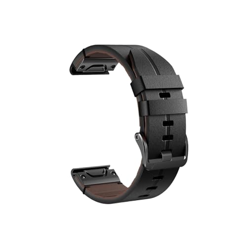 ENFYUSTR 22 26MM Echtlederarmband for Garmin Fenix ​​6/6 Pro/5/7 Band for Fenix ​​7X/6X Pro/6X/5X/5X Plus(Black1,26mm) von ENFYUSTR