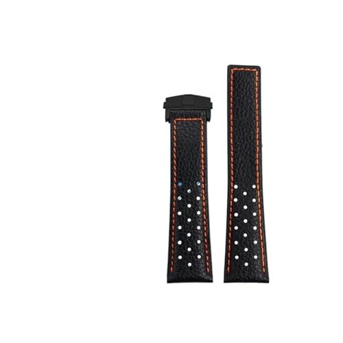 ENFYUSTR 22mm Atmungsaktives Echtleder-Uhrenarmband for Heuer Monaco Armband CAW211M 211P CAW211R 211T(Black ora-black) von ENFYUSTR