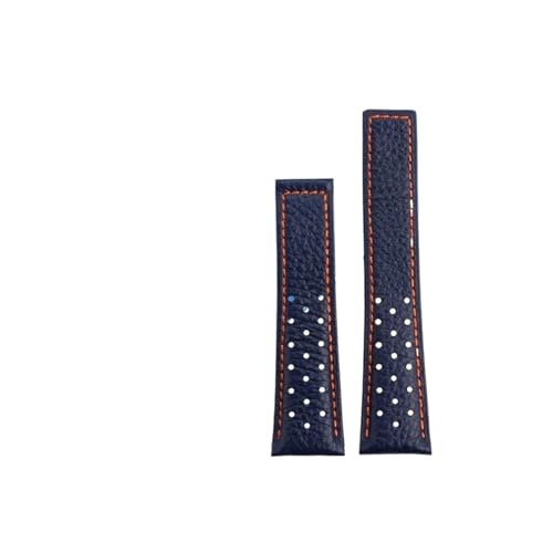 ENFYUSTR 22mm Atmungsaktives Echtleder-Uhrenarmband for Heuer Monaco Armband CAW211M 211P CAW211R 211T(Blue-no buckle) von ENFYUSTR