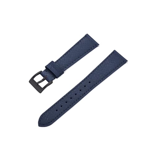ENFYUSTR Crosshatch geprägtes Lederarmband, Uhrenarmbänder aus Kalbsleder, 18/19/20/21/22/23/24 mm, Armband for Armbanduhren, Uhrenzubehör(Blue-Black,22mm) von ENFYUSTR
