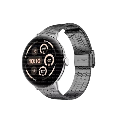 ENFYUSTR Edelstahlarmband passend for Google Pixel Watch 3 41 mm 45 mm Metallarmband passend for Pixel 1 2 41 mm Armband Ersetztes Zubehörband(Silver black,For Pixel watch 3 2 41mm) von ENFYUSTR