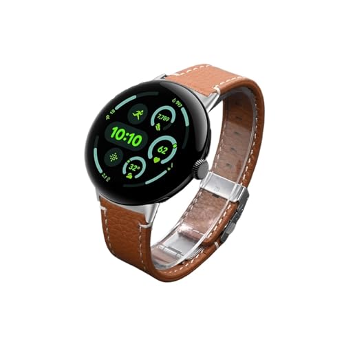 ENFYUSTR Lederarmband passend for Google Pixel Watch 3 2 1 41 mm 45 mm Schlaufenarmband passend for GOOGLE PIXEL 3 45 mm 41 mm Armband Luxus-Zubehör Correa(Silver brown,For Pixel Watch 3 45mm) von ENFYUSTR