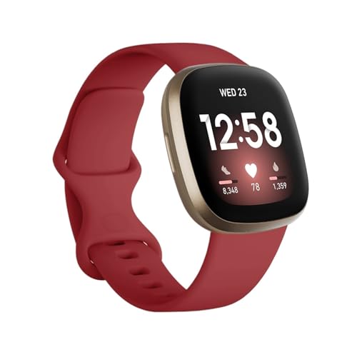 ENFYUSTR Sport-Silikonarmband for Fitbit Versa 4 3 Sense 2 Band(Red,for Fitbit Versa 4_S (5.5-6.7INCH)) von ENFYUSTR