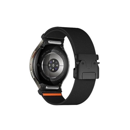 Elastisches Nylonband passend for Samsung Galaxy Watch 7 6 5 4 40 mm 44 mm/5 Pro 45 mm Fallschirmschnallenarmband for Galaxy Watch 6 Classic Strap(Black,For Watch 4 40mm 44mm) von ENFYUSTR