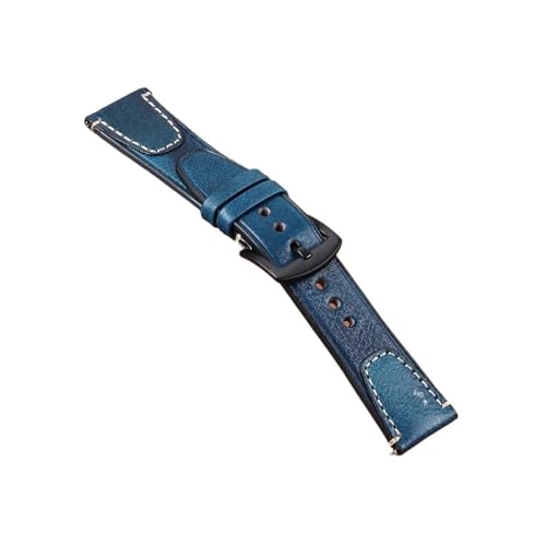 Schnellverschluss-Armband 20 22 mm Nähte Retro Rindslederarmband for Omega for Seiko Armbandarmband(Blue-Black,22mm) von ENFYUSTR