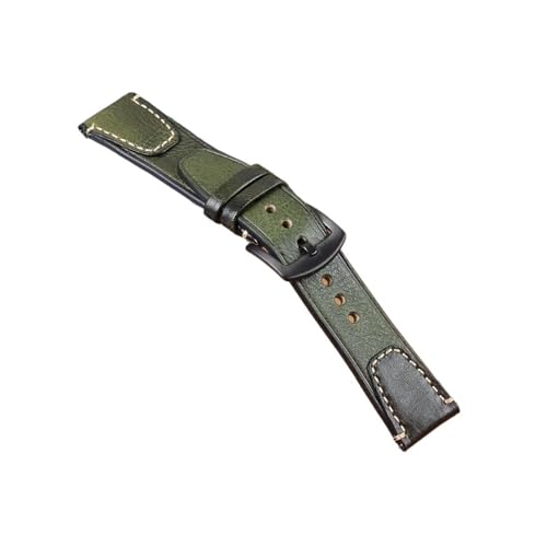 Schnellverschluss-Armband 20 22 mm Nähte Retro Rindslederarmband for Omega for Seiko Armbandarmband(Green-Black,20mm) von ENFYUSTR