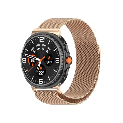 Selbstansaugendes Milan-Metallarmband passend for Samsung Galaxy Watch 8 Classic/Watch7 Ultra 47 mm(Rose gold,For Watch Ultra 2025) von ENFYUSTR