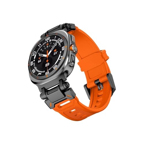 Sport-TPU-Gummiarmband for Samsung Galaxy Ultra 47 mm, Silikonarmband ohne Lücken(Black orange) von ENFYUSTR