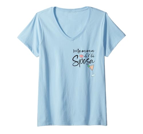 Damen Italien Hochzeit Italienische Mamma Della SPOSA Braut T-Shirt mit V-Ausschnitt Damen Italien Hochzeit Italienische Mamma Della SPOSA Braut T-Shirt mit V-Ausschnitt von ENGAGEMENT WEDDING HONEYMOON MARRIED HEART