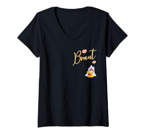 Damen JGA Hochzeit HÜHNER HÜHNERSTALL LUSTIGE Braut T-Shirt mit V-Ausschnitt Damen JGA Hochzeit HÜHNER HÜHNERSTALL LUSTIGE Braut T-Shirt mit V-Ausschnitt von ENGAGEMENT WEDDING HONEYMOON MARRIED HEART