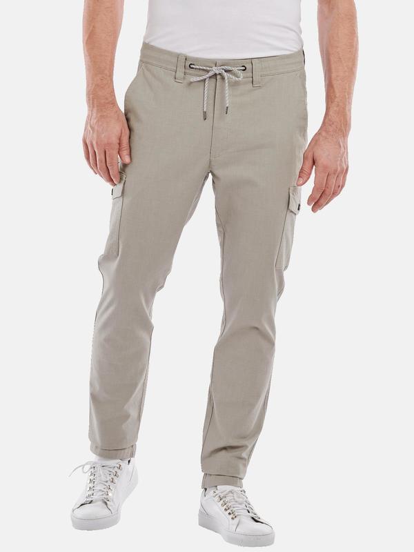 ENGBERS GERMANY Herren Cargo-Hose mit Tunnelzug beige slim fit uni von ENGBERS GERMANY