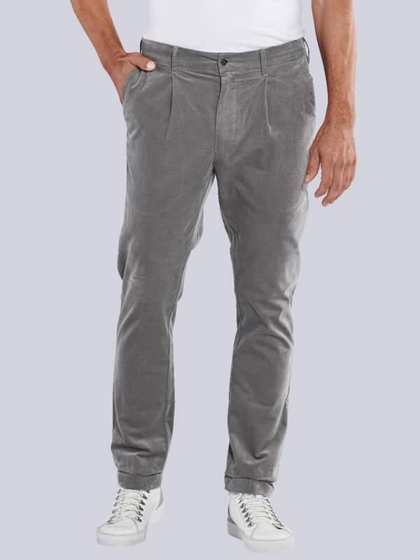 ENGBERS GERMANY Herren Chino in softer Cord-Qualität Grau slim fit uni von ENGBERS GERMANY