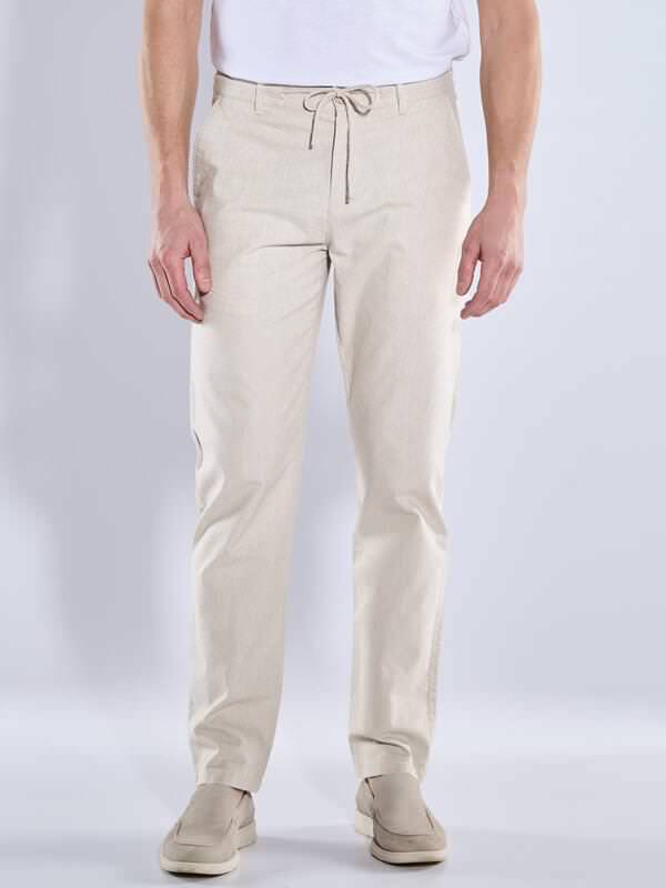 ENGBERS GERMANY Herren Chino mit Leinenanteil Beige regular uni von ENGBERS GERMANY