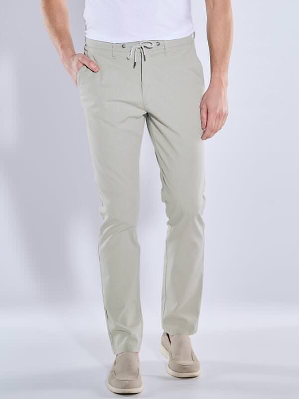 ENGBERS GERMANY Herren Chino mit Tunnelzug Grün regular uni von ENGBERS GERMANY