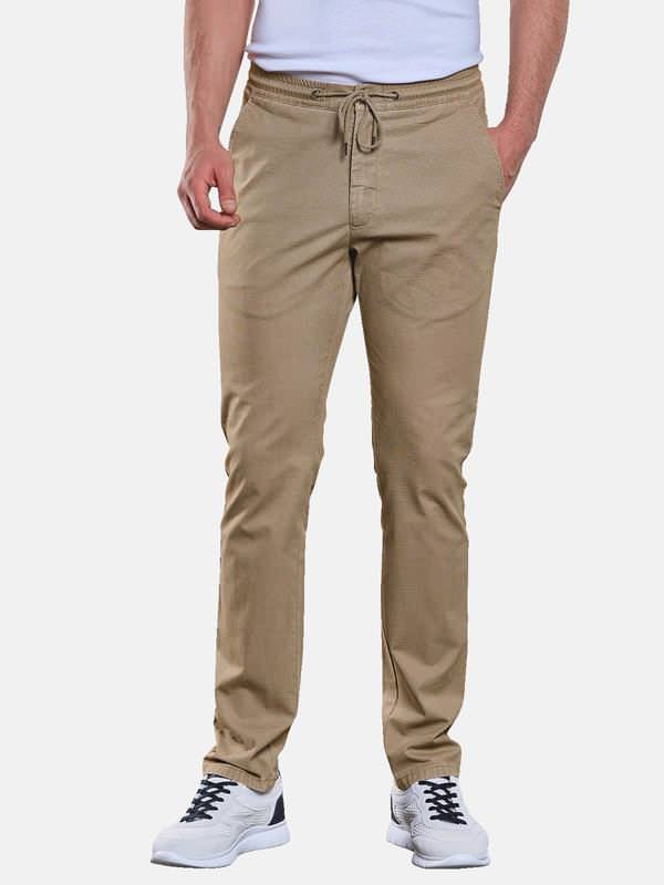 ENGBERS GERMANY Herren Chino mit Tunnelzug beige slim fit gemustert von ENGBERS GERMANY