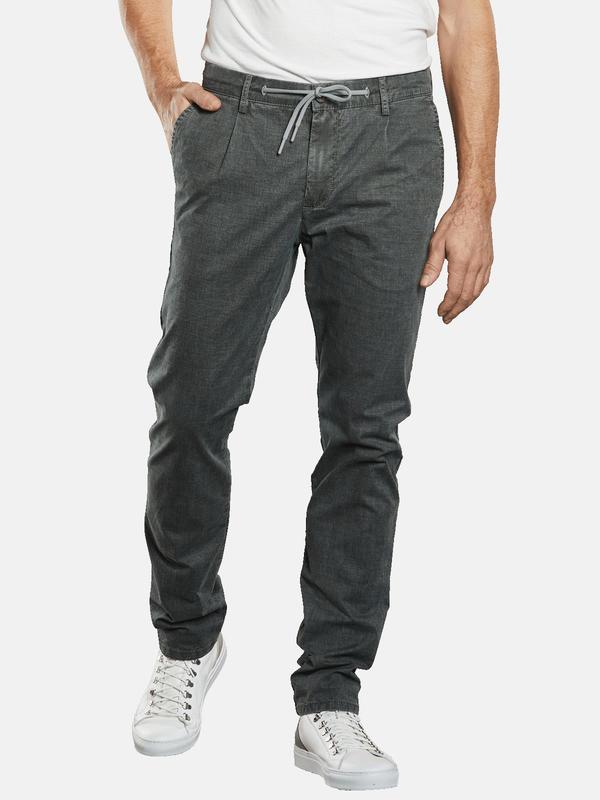 ENGBERS GERMANY Herren Chino mit Tunnelzug grau regular uni von ENGBERS GERMANY