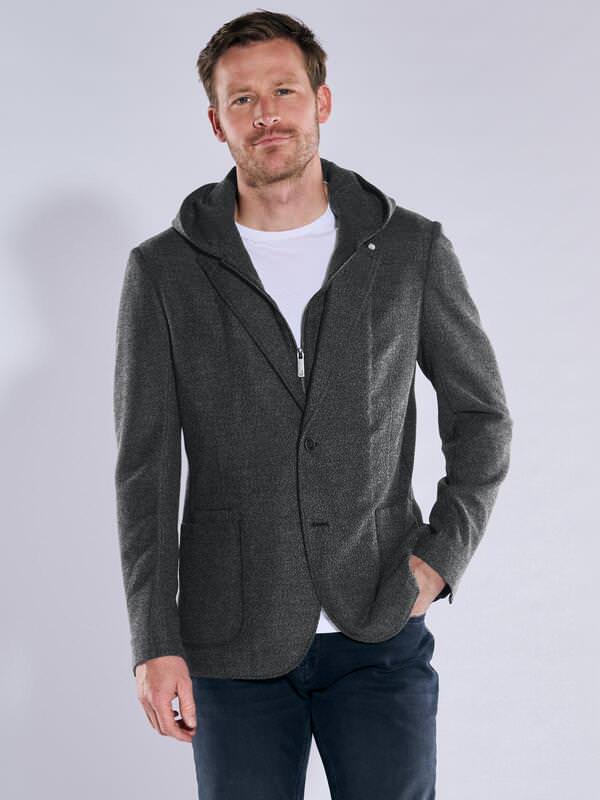 ENGBERS GERMANY Herren Freizeit-Sakko aus italienischem Warenmaterial Grau slim fit gemustert von ENGBERS GERMANY