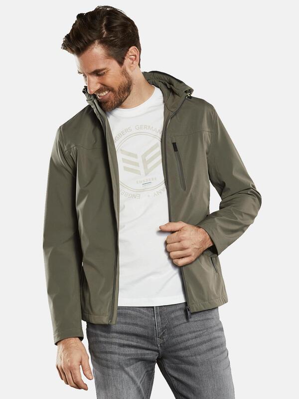 ENGBERS GERMANY Herren Funktionsjacke mit abnehmbarer Kapuze grün regular uni von ENGBERS GERMANY