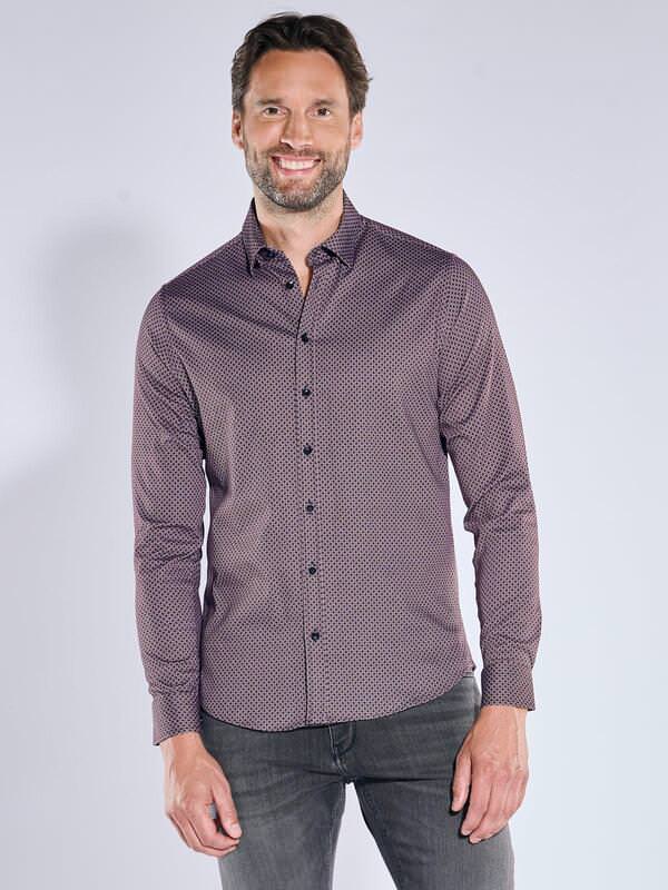 ENGBERS GERMANY Herren Langarm-Hemd gemustert Rot slim fit Kent-Kragen von ENGBERS GERMANY