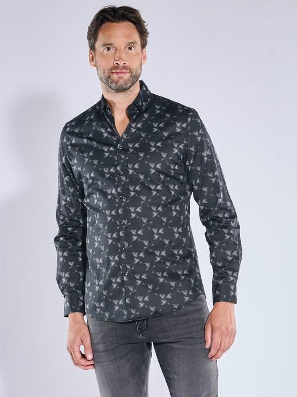 ENGBERS GERMANY Herren Hemd langarm Schwarz slim fit gemustert Button Under von ENGBERS GERMANY