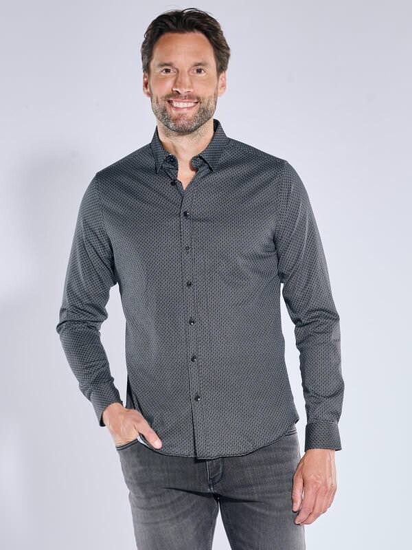 ENGBERS GERMANY Herren Langarm-Hemd gemustert Schwarz slim fit Kent-Kragen von ENGBERS GERMANY