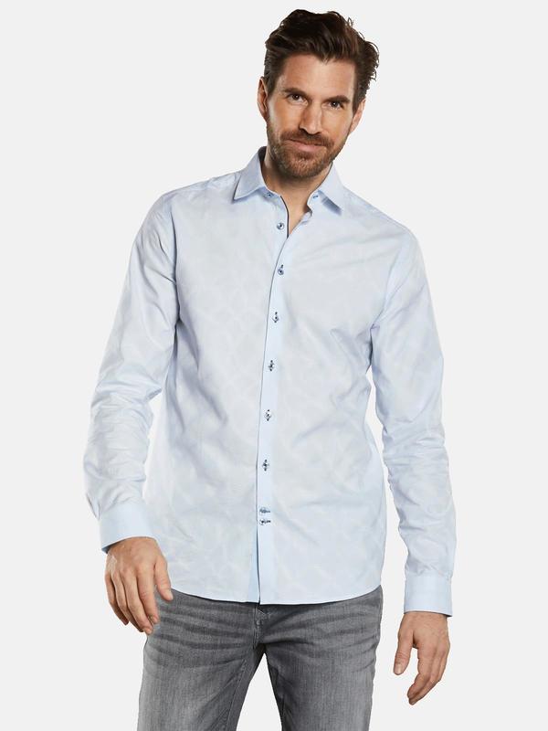 ENGBERS GERMANY Herren Langarm-Hemd strukturiert blau slim fit uni Haifisch von ENGBERS GERMANY