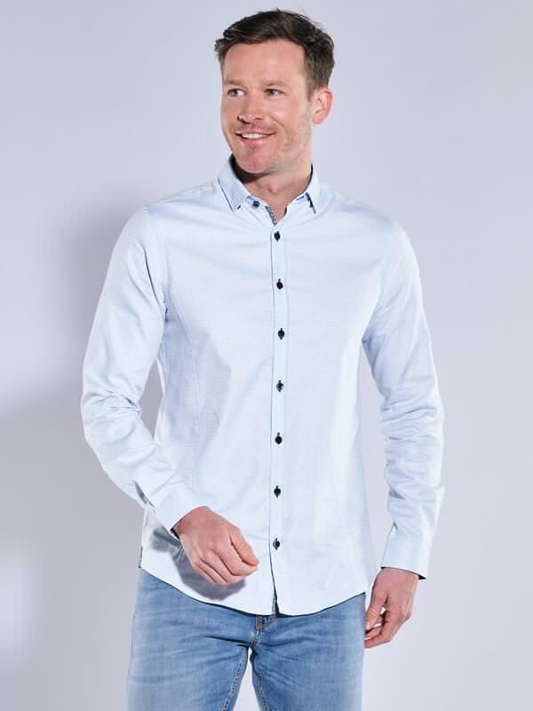 ENGBERS GERMANY Herren Langarm-Hemd mit hochwertiger Warenstruktur blau regular uni Button Under von ENGBERS GERMANY