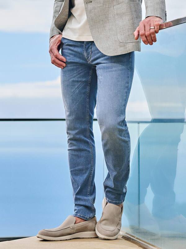 ENGBERS GERMANY Herren Super-Stretch-Jeans regular Blau uni von ENGBERS GERMANY