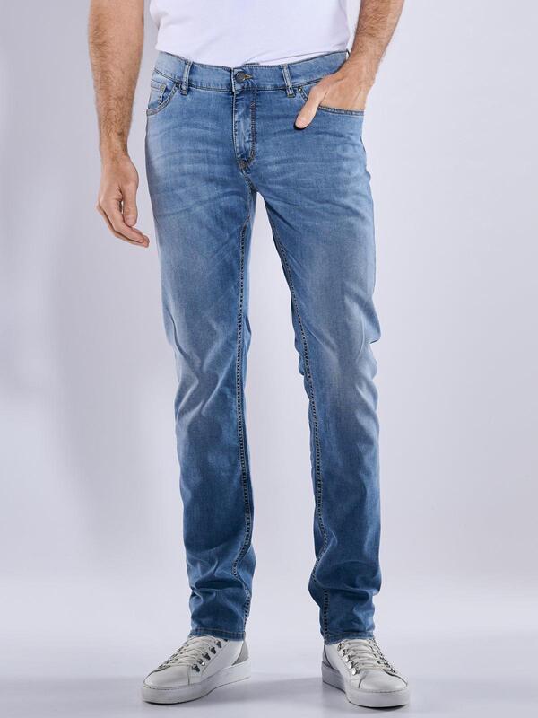 ENGBERS GERMANY Herren Super-Stretch-Jeans regular blau straight uni von ENGBERS GERMANY