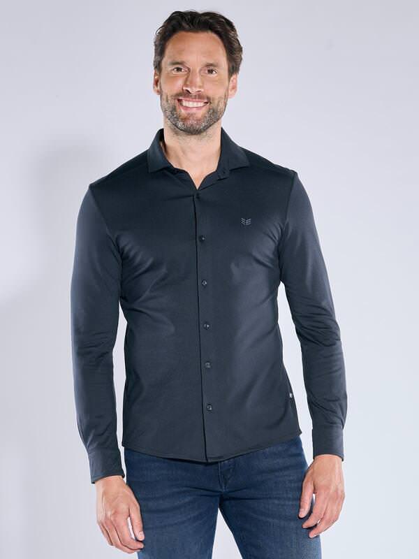 ENGBERS GERMANY Herren Langarm-Hemd aus Pima Baumwolle Blau regular uni Kent-Kragen von ENGBERS GERMANY