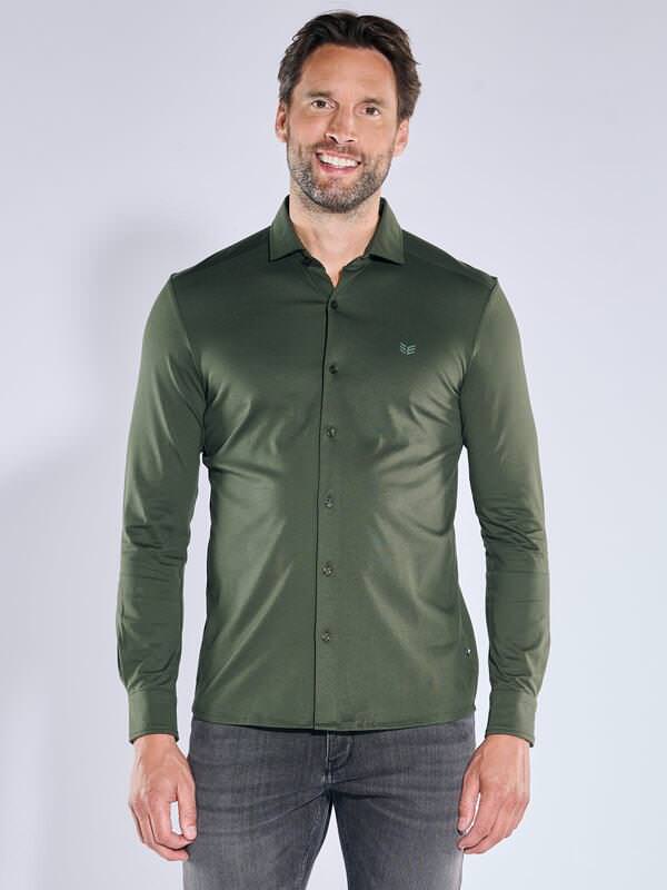 ENGBERS GERMANY Herren Langarm-Hemd aus Pima Baumwolle Grün regular uni Kent-Kragen von ENGBERS GERMANY