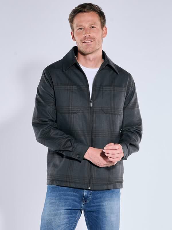 ENGBERS GERMANY Herren Overshirt in Wolloptik Blau regular kariert Kent-Kragen von ENGBERS GERMANY