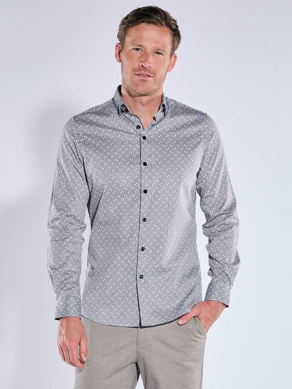 ENGBERS GERMANY Herren Langarm-Hemd in Satin-Warenqualität Schwarz slim fit gemustert Button Under ENGBERS GERMANY Herren Langarm-Hemd in Satin-Warenqualität Schwarz slim fit gemustert Button Under von ENGBERS GERMANY