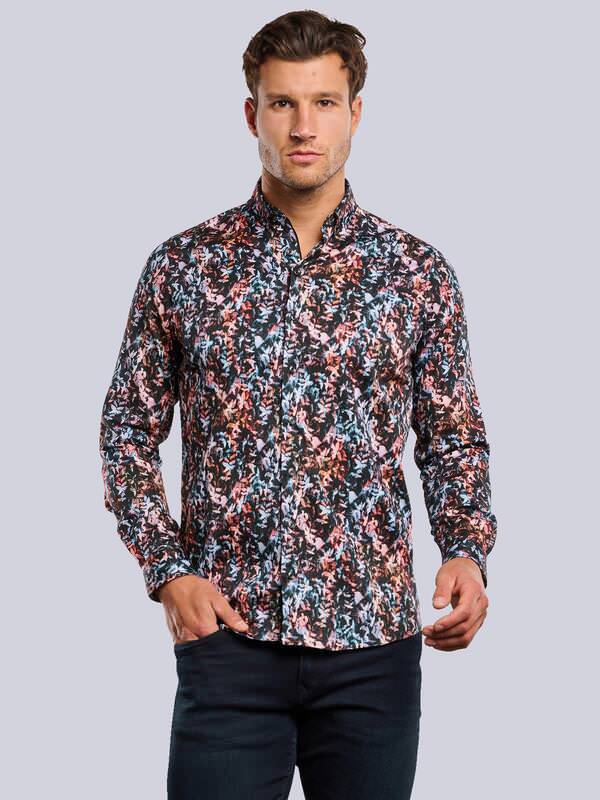 ENGBERS GERMANY Herren Langarm-Hemd mit Satin-Anteil Orange slim fit gemustert Button Down von ENGBERS GERMANY