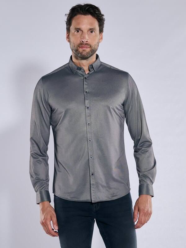 ENGBERS GERMANY Herren Langarm-Hemd aus Microfaser Funktionsmaterial Grau slim fit uni Button Under von ENGBERS GERMANY