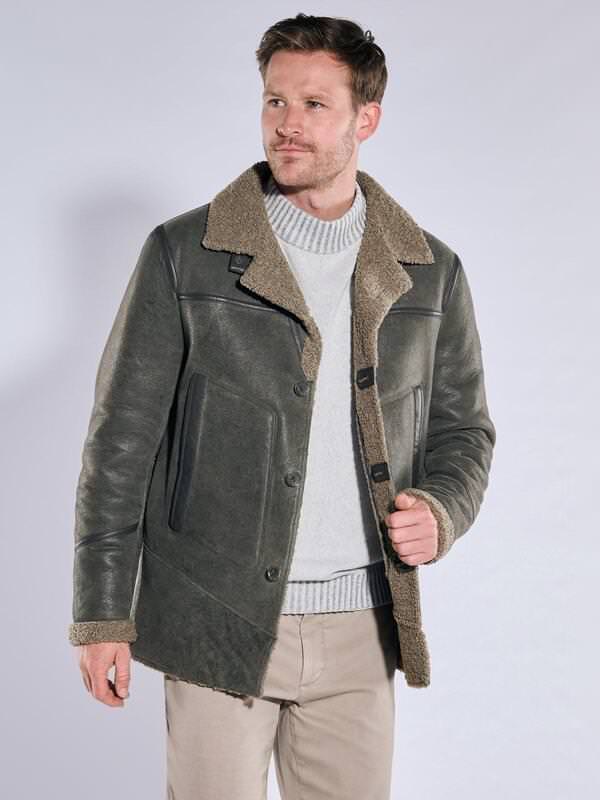 ENGBERS GERMANY Herren Lederjacke aus edlem Lammleder Grau regular uni von ENGBERS GERMANY