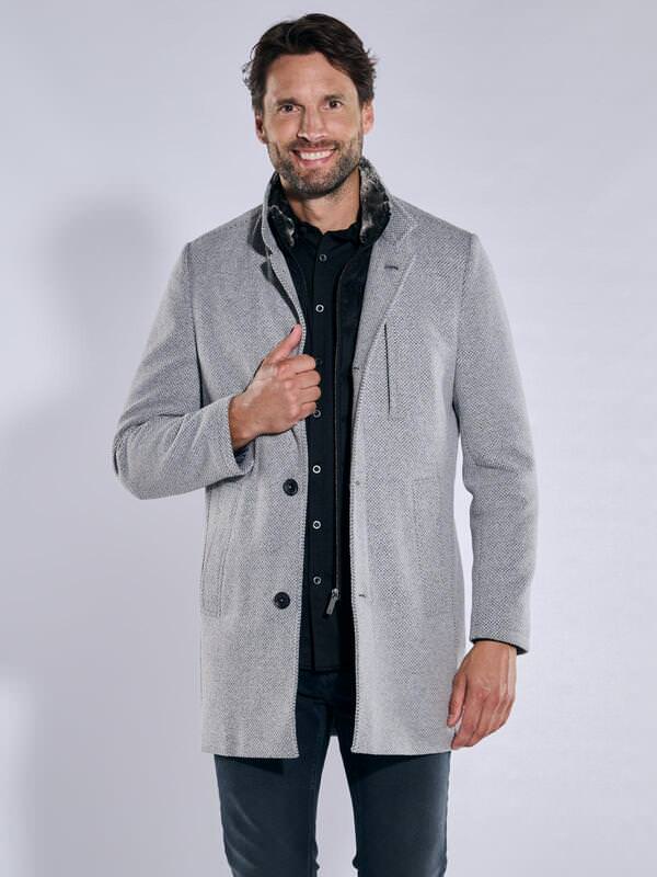 ENGBERS GERMANY Herren Mantel aus Baumwoll-Hightech-Gewebe Grau regular gemustert von ENGBERS GERMANY