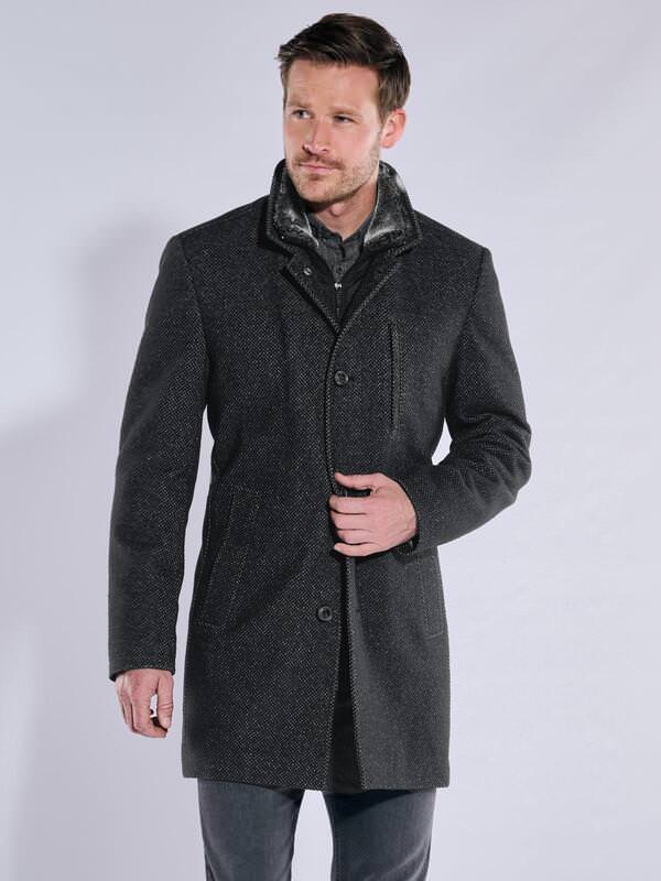 ENGBERS GERMANY Herren Mantel aus Baumwoll-Hightech-Gewebe Schwarz regular gemustert von ENGBERS GERMANY