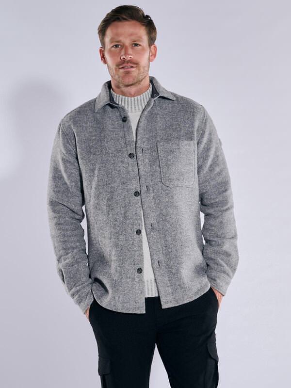 ENGBERS GERMANY Herren Overshirt mit wertigem Schafswollanteil Grau regular uni Kent-Kragen von ENGBERS GERMANY