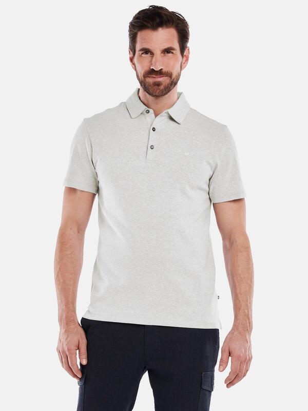 ENGBERS GERMANY Herren Polo-Shirt mit Leinen Grau regular uni Knopfleiste von ENGBERS GERMANY