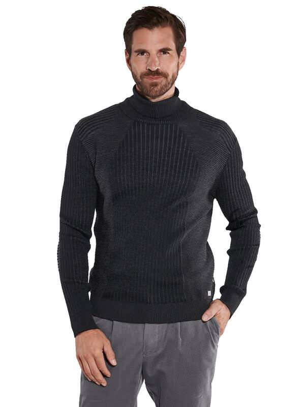 ENGBERS GERMANY Herren Pullover aus Merinowolle Schwarz regular uni Rollkragen von ENGBERS GERMANY