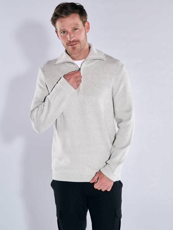 ENGBERS GERMANY Herren Pullover aus softem Hightech-Warenmaterial Grau regular uni Stehkragen von ENGBERS GERMANY