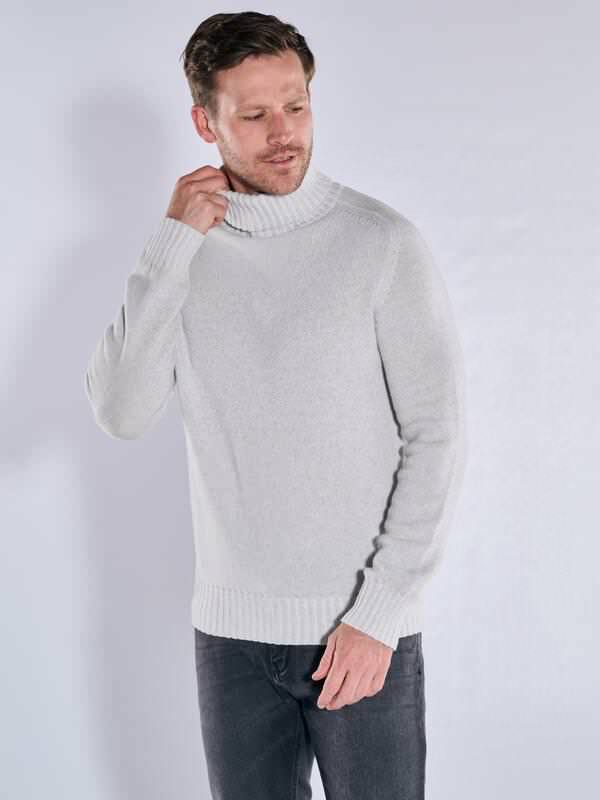 ENGBERS GERMANY Herren Pullover mit Kaschmiranteil Grau regular uni Rollkragen von ENGBERS GERMANY