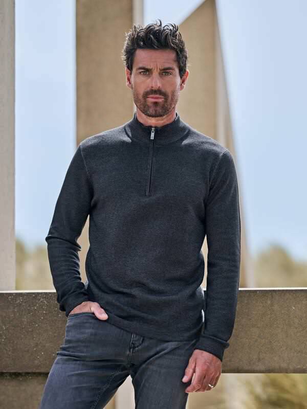 ENGBERS GERMANY Herren Pullover mit Merinowolle Grau regular uni Rundhals von ENGBERS GERMANY