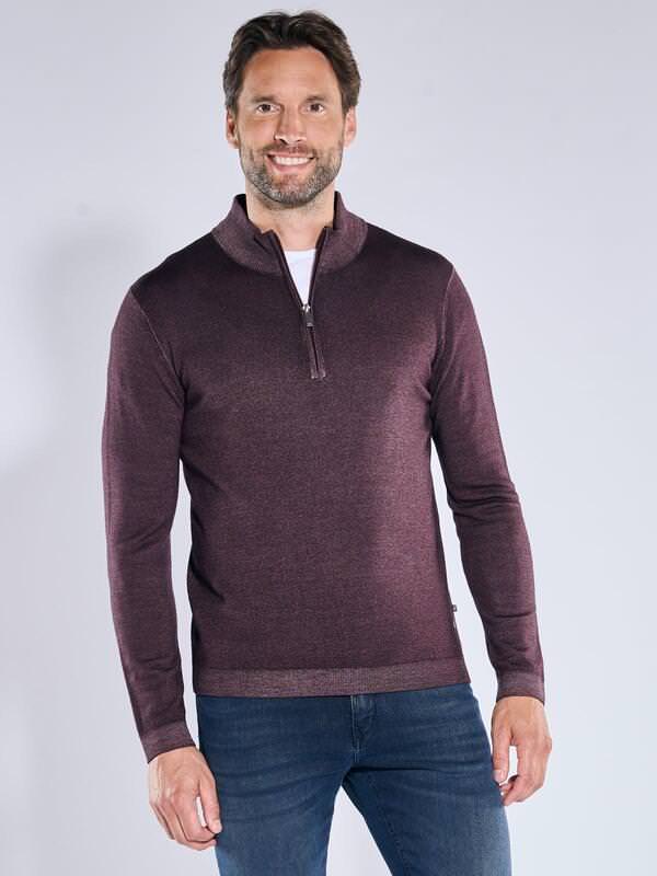 ENGBERS GERMANY Herren Pullover mit Merinowolle Rot regular uni Rundhals von ENGBERS GERMANY
