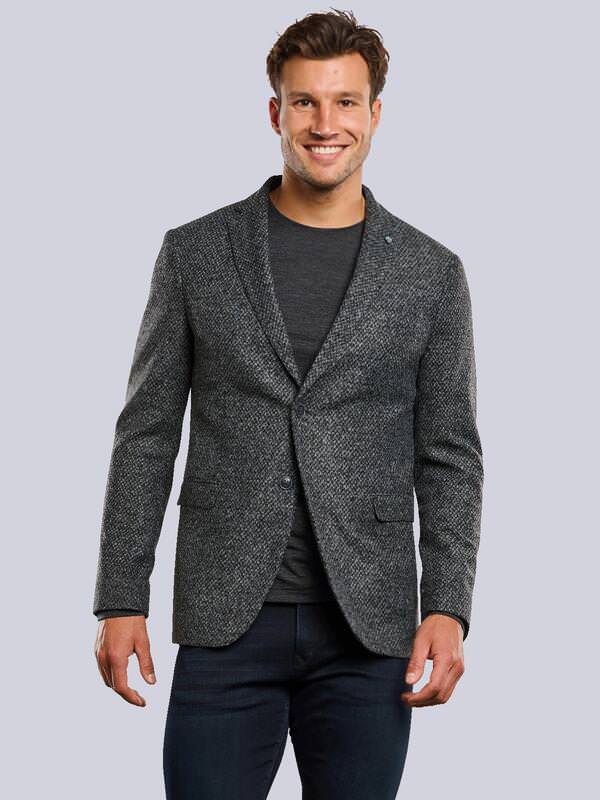 ENGBERS GERMANY Herren Sakko mit Wollanteil Grau slim fit gemustert von ENGBERS GERMANY
