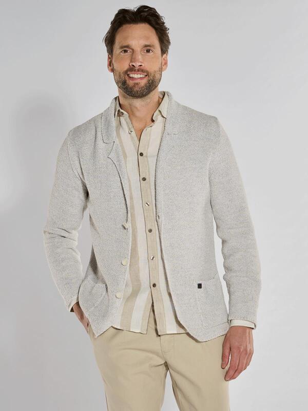 ENGBERS GERMANY Herren Strick-Sakko aus wertiger Struktur Beige regular uni Reverskragen von ENGBERS GERMANY