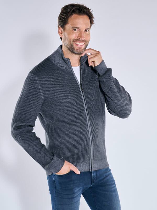 ENGBERS GERMANY Herren Strickjacke mit Merinowolle Grau regular uni Zipper ENGBERS GERMANY Herren Strickjacke mit Merinowolle Grau regular uni Zipper von ENGBERS GERMANY