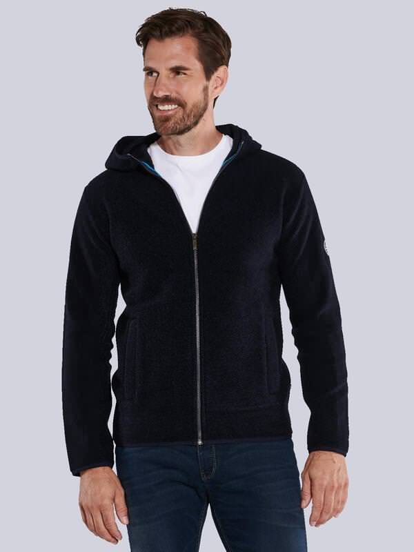 ENGBERS GERMANY Herren Sweatjacke mit Kapuze und besonderem Farbeffekt Blau regular uni Kapuze von ENGBERS GERMANY